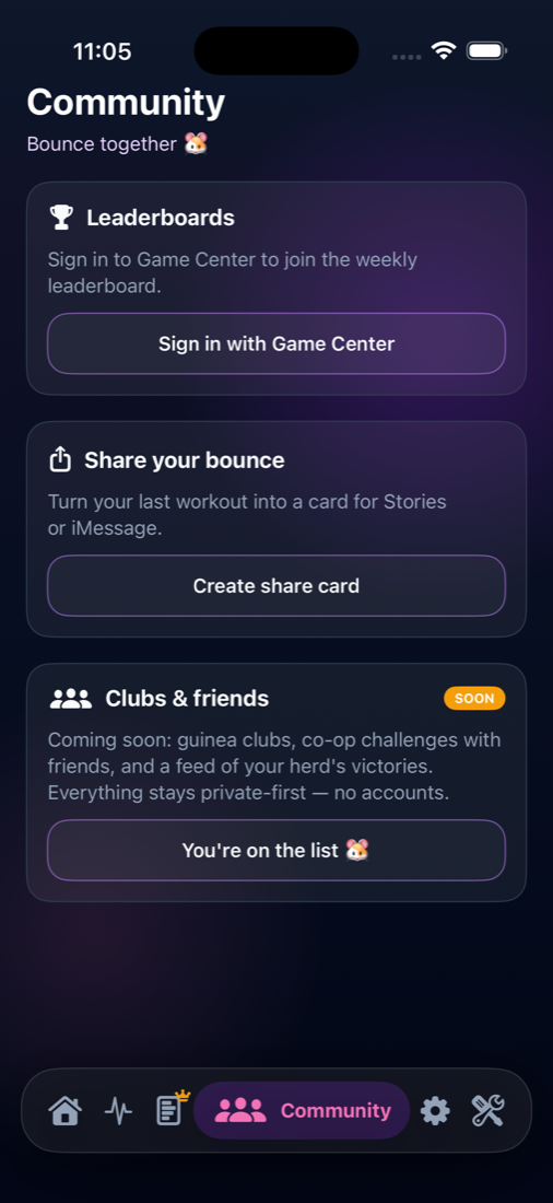 Community tab with leaderboards