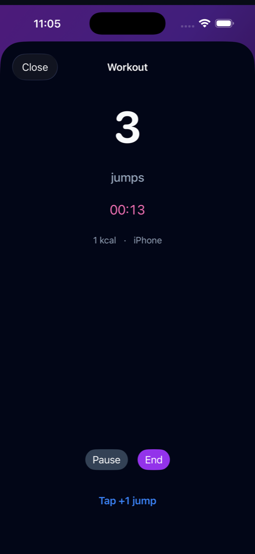 Live workout with jump count