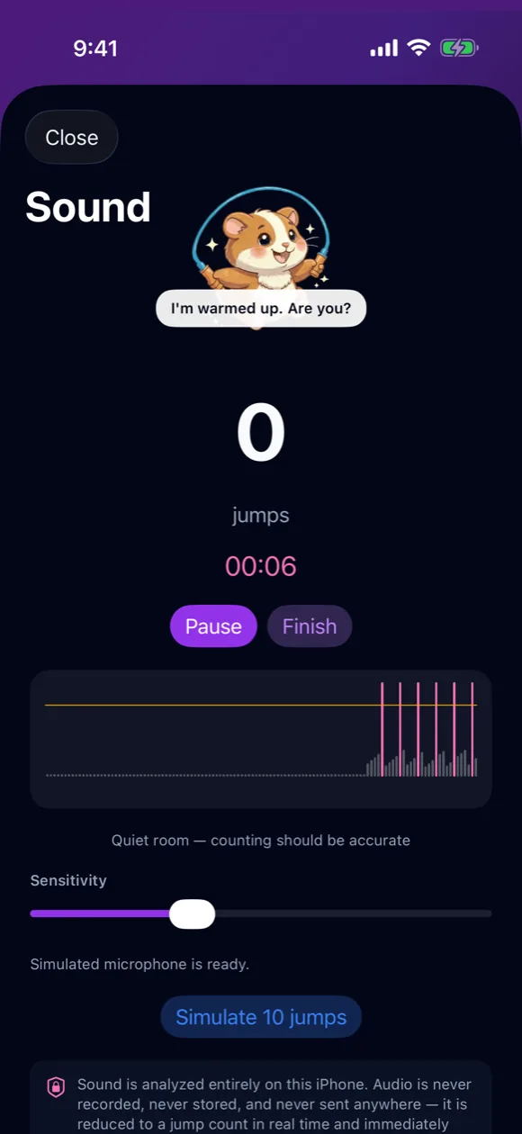 Live sound level meter with counting threshold